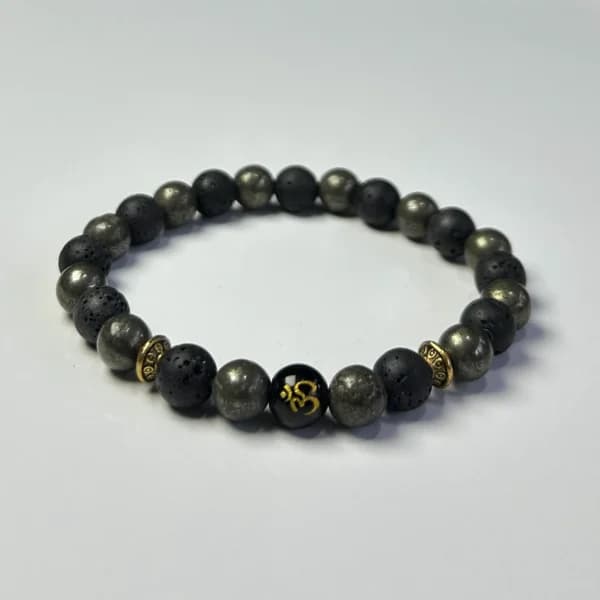 Lava With Pyrite Bracelet