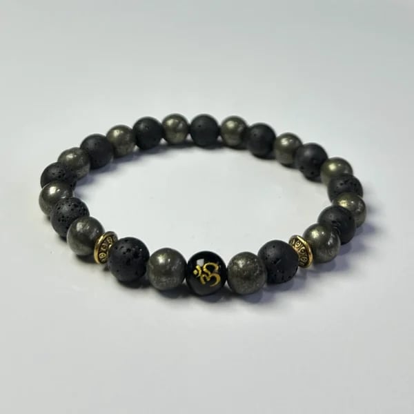 Lava With Pyrite Bracelet