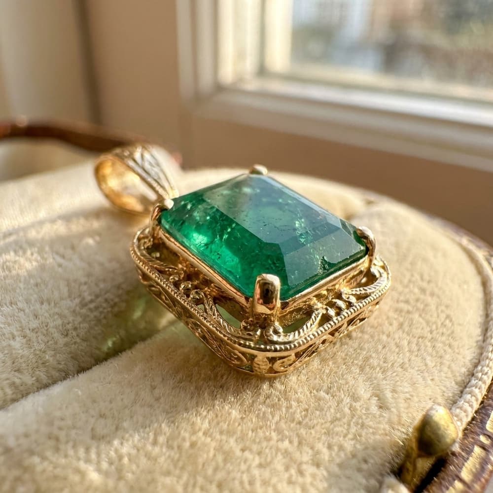 Emerald Pendant in Panchdhatu Setting — additional view