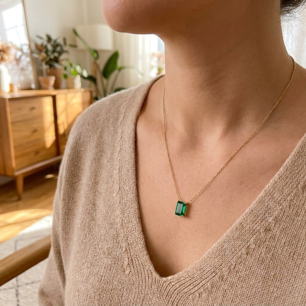 Emerald Pendant in Panchdhatu Setting — additional view